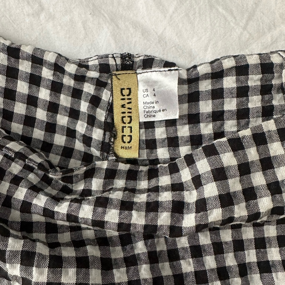 H&M Divided Black and White Checkered Wrap Mini Skort skirt w shorts Gingham - Picture 3 of 4